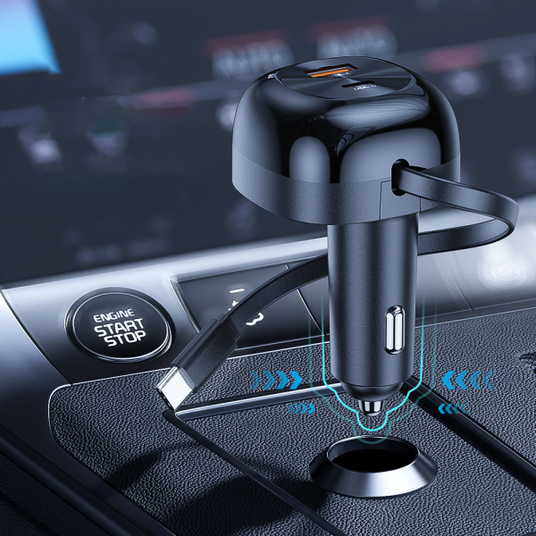 Retractable Cord Car Charger with PD60W and PD81W Super Fast Charging - Image 4