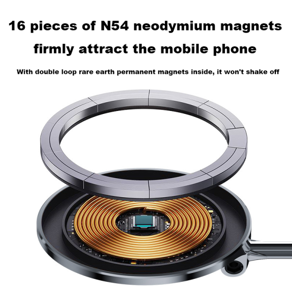 Magnetic Folding Wireless Charger - Car Navigation Phone Mount Suitable for Apple Devices - Image 5