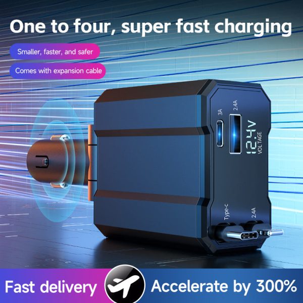 30W Metal Car Charger with Fast Charging Cable for Car Cigarette Lighter - Image 5