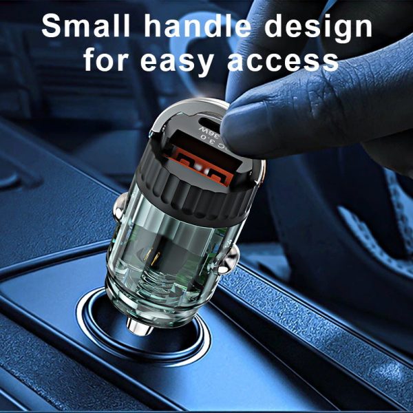 Mini Pull Ring Car Charger: 36W Hidden Dual-port Fast Charging Adapter for Car Cigarette Lighter - Image 2